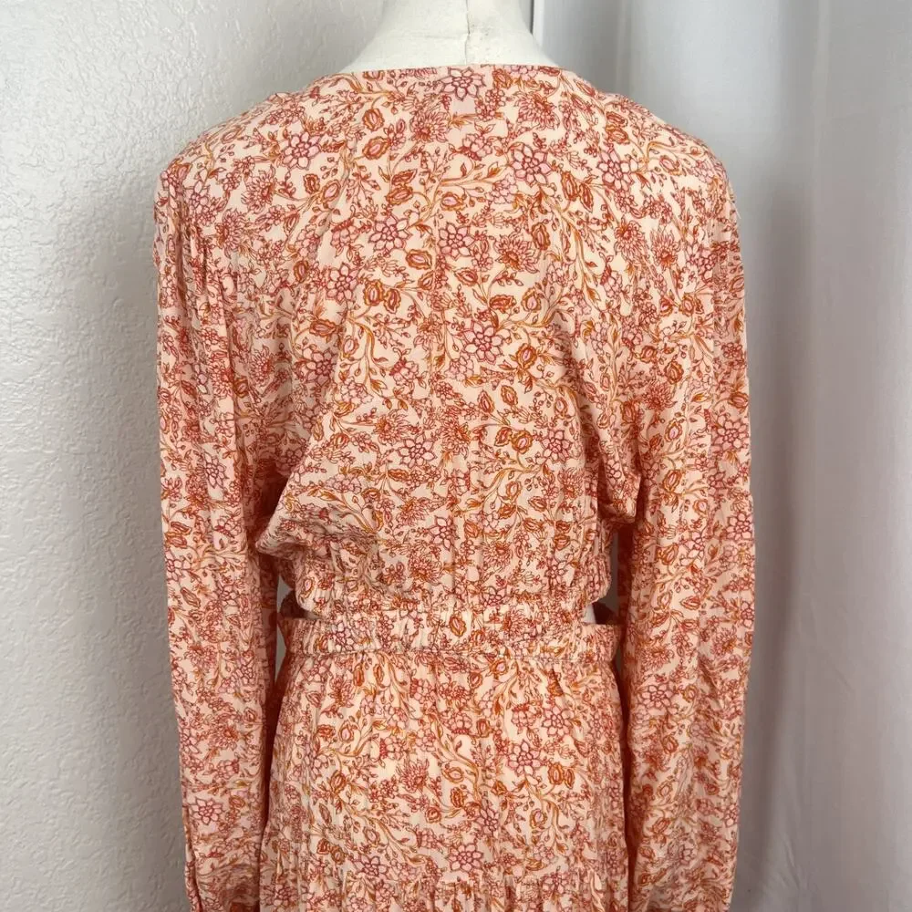 Old Navy Maxi Dress Womens Large Ditzy Floral Side‎ Cutout Hippie Boho Cottage